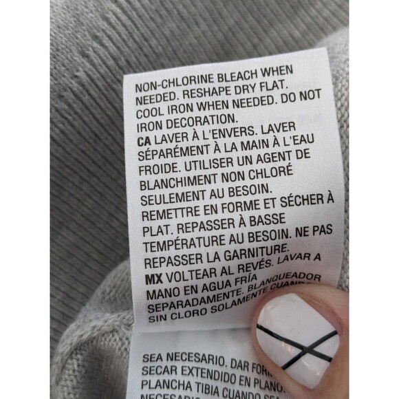 Charter Club Sweater Women's sz M Embellished 3/4 Puff-Sleeve Grey Rhinestones - Picture 10 of 12